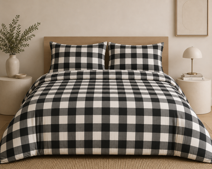 Black Gingham Quilt cover set