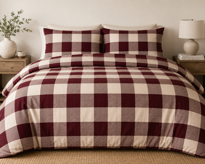 Red Gingham Quilt Cover Set